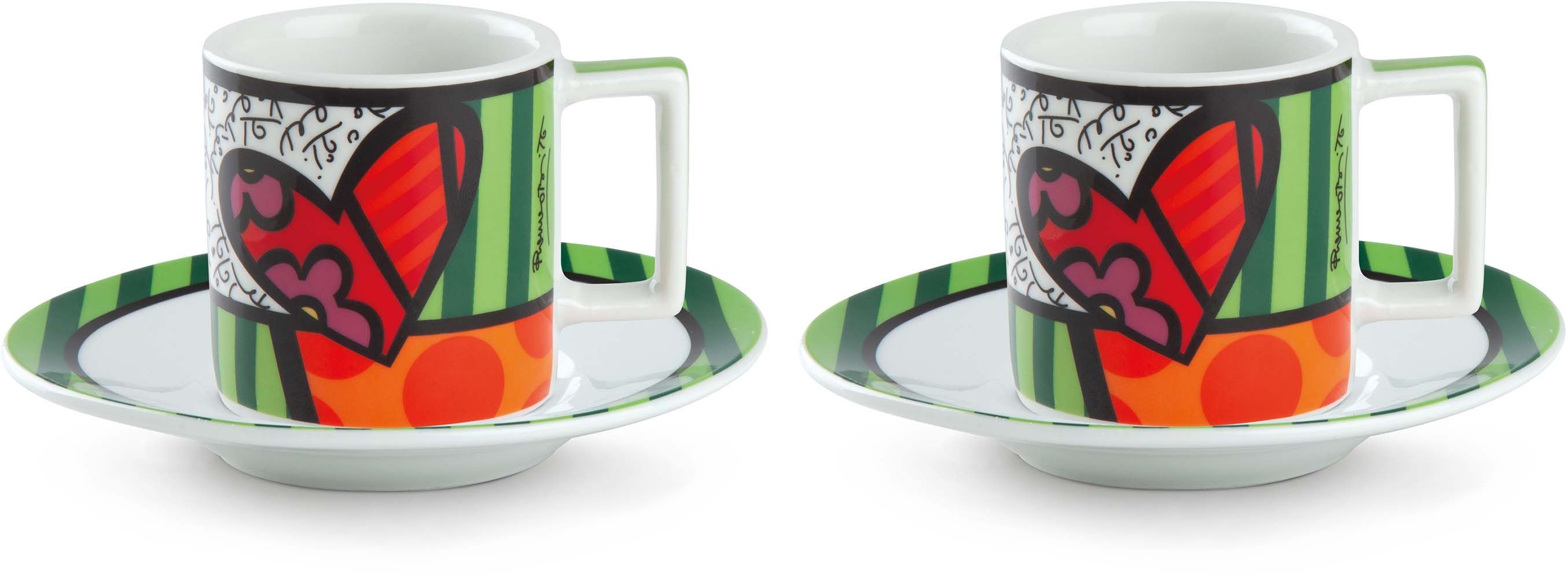 set 2 tazze caffe con piattino britto cuore ml.90 Egan