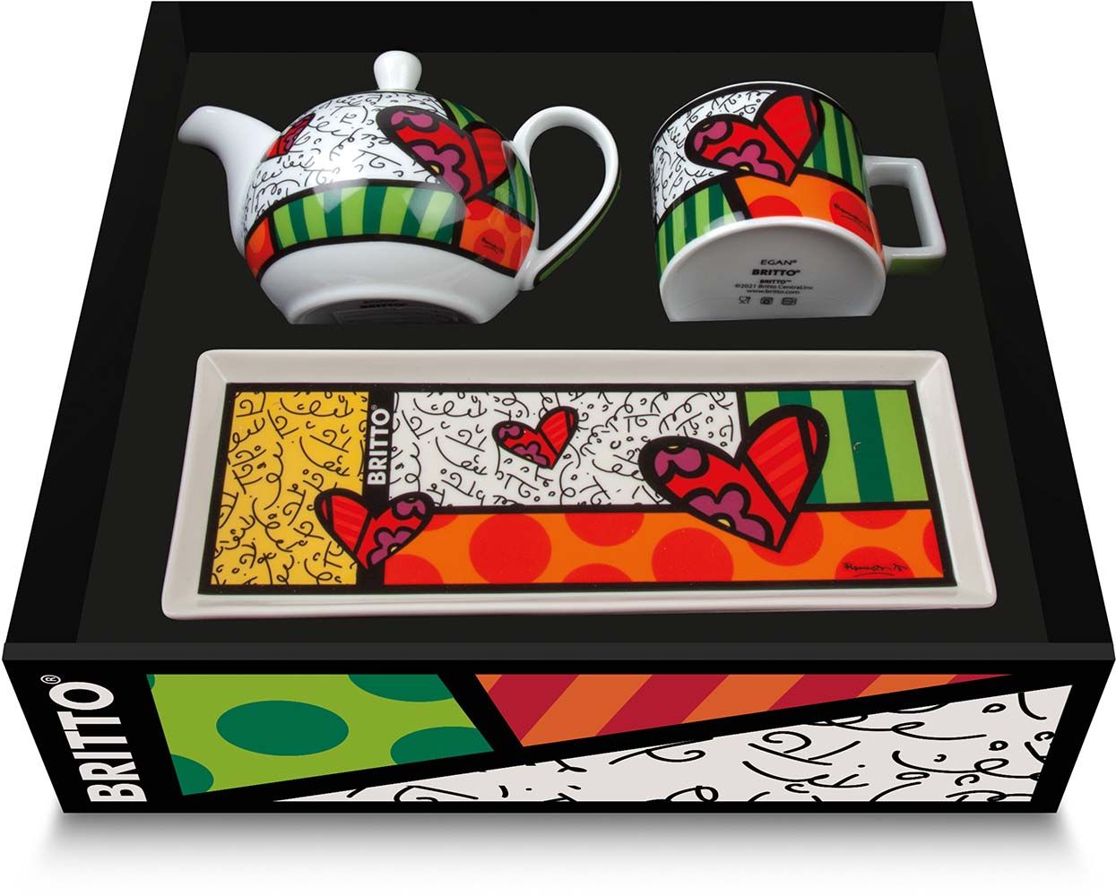 set teiera-tazza cappuccino cuore-vassoio Egan