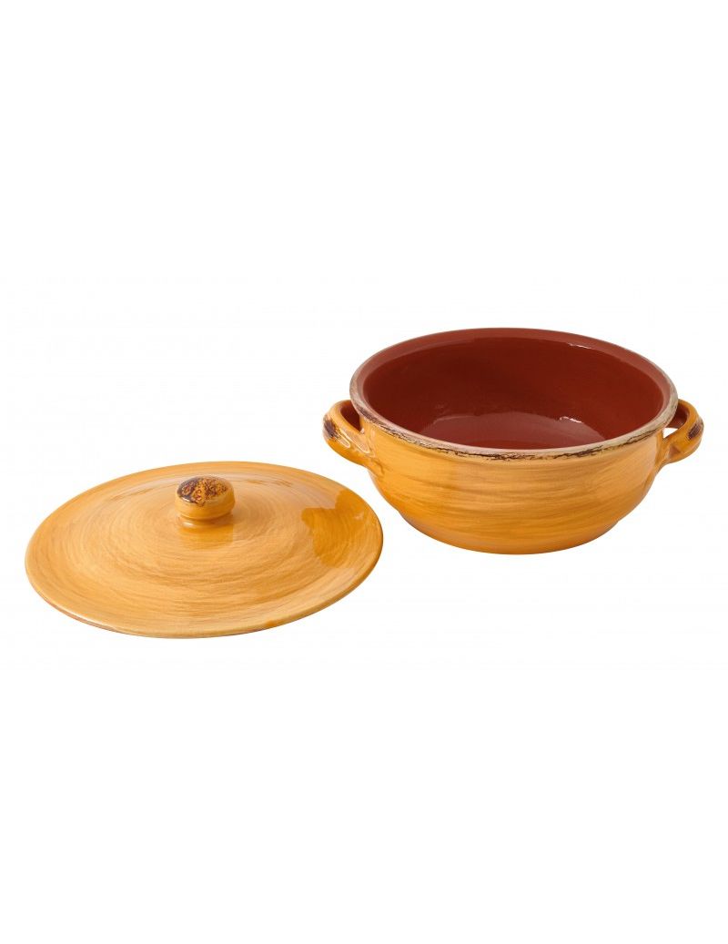 tegame giallo con coperchio terracotta da fuoco brandani