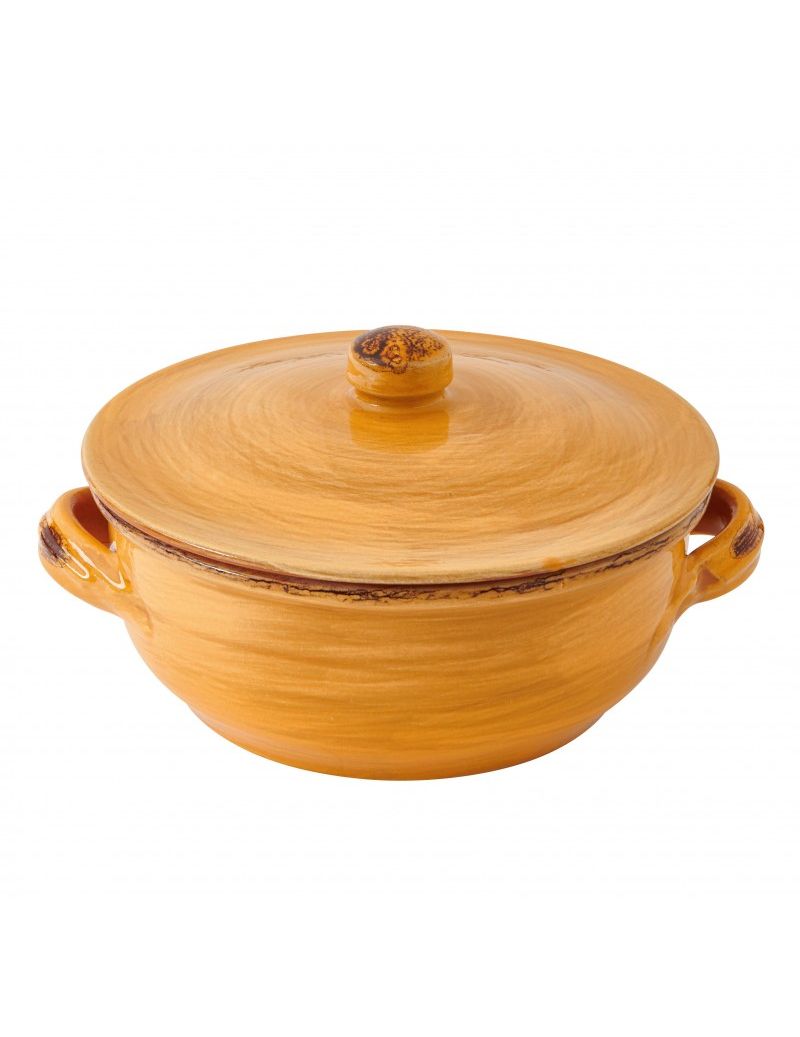 tegame giallo con coperchio terracotta da fuoco brandani