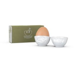 Egg cup set no.3 - happy & hmpff  white