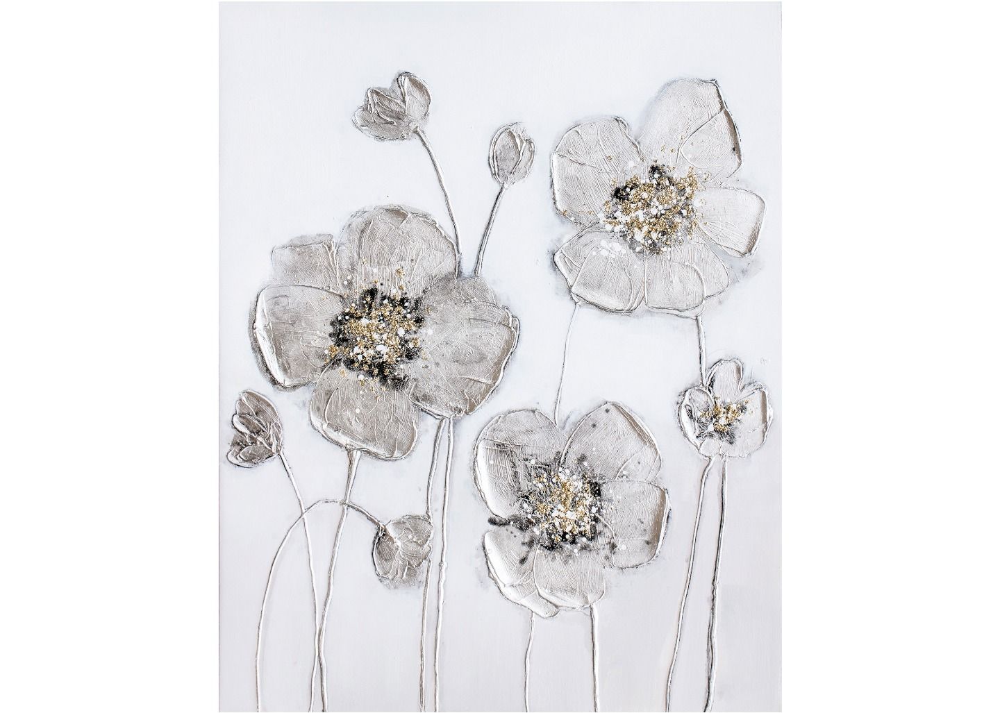 Quadro silver flowers 80x100cm Agave