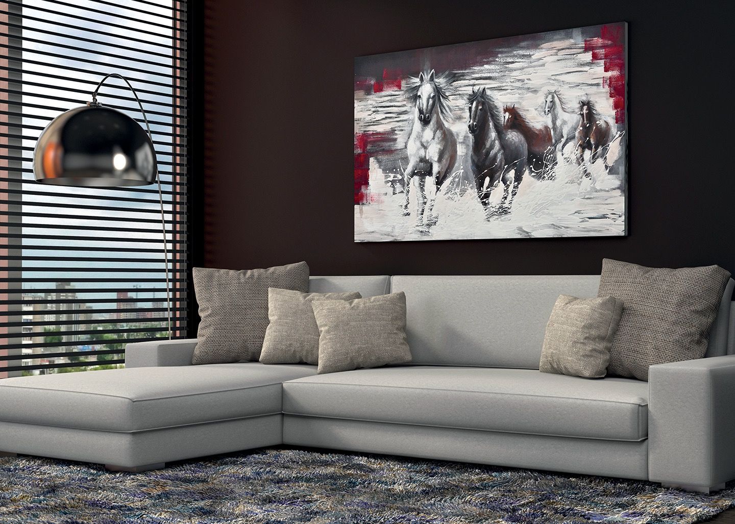 Quadro Wild horses 150cm Agave