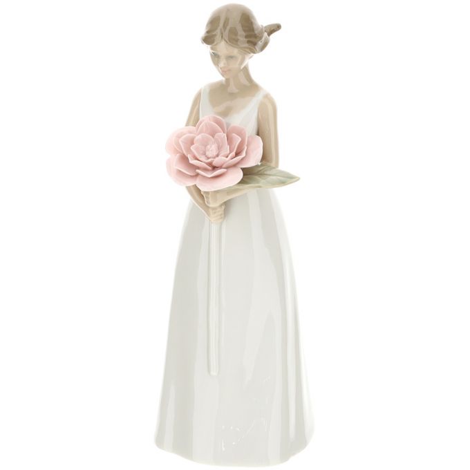 sveva porcellana 21cm bianca fiore rosa Hervit