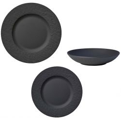 Set 18 pezzi Piatti Manufacture Rock nero