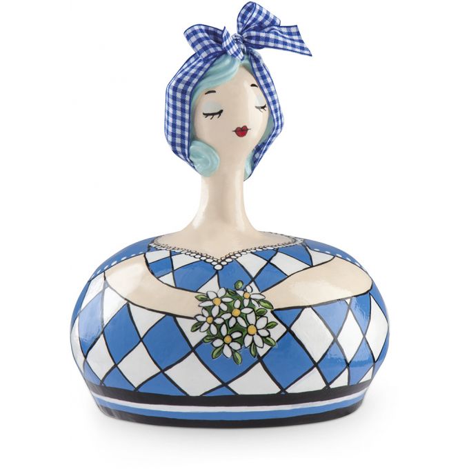 salvadanai le pupazze azzurro c/fiori 14x17