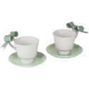 COPPIA TAZZINE CAFFE'IN PORCELLNA CON FIOCCHETTO SILICONE 