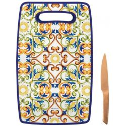 Tagliere Medicea Pp C/Coltello Rose Gold Inox Brandani