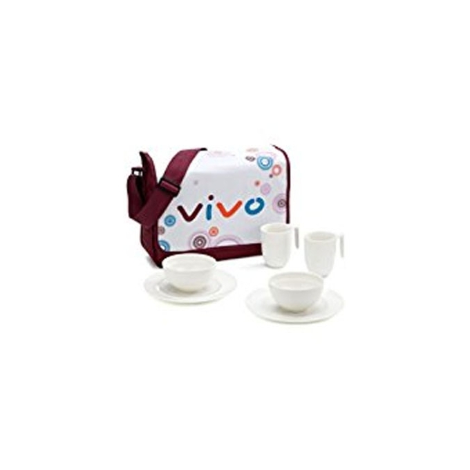 Set colazione per due bianco 6pz c/tracolla