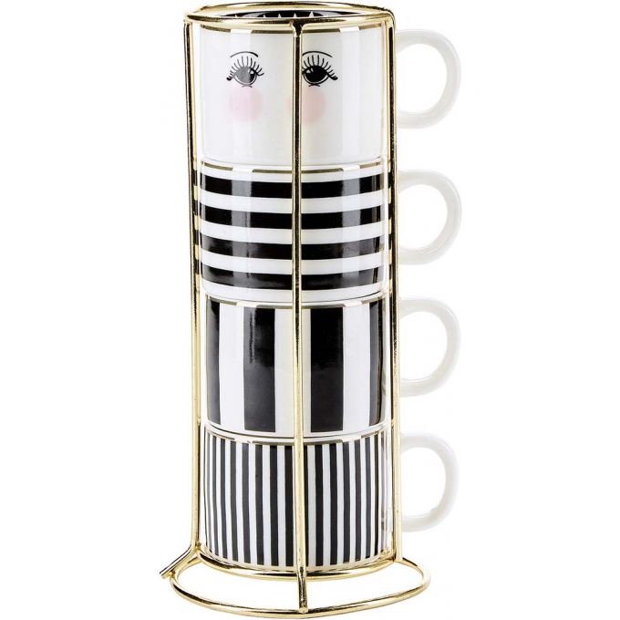 Tazze Espresso In Un Rack Bianco E Nero