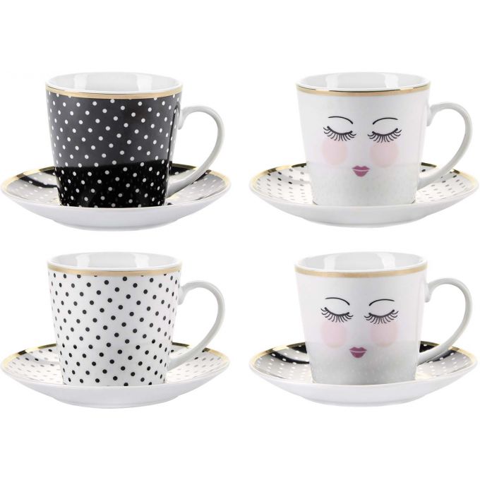 Set 4 tazze caffè con piattino Miss Etoile