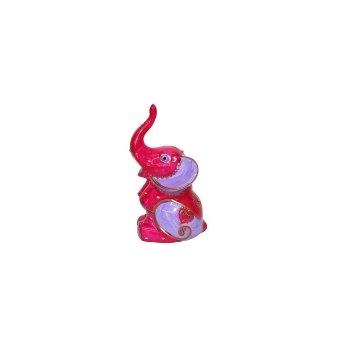 Mini elefante seduto (alt.8cm) fuxia Soizick