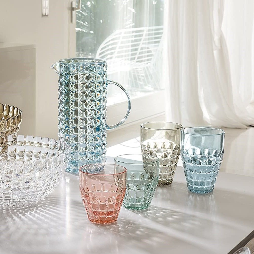 Guzzini - Tiffany, Set di 6 Bicchieri Alti in Materiale Plastico -  Multicolore, 27 x 9,5 x h16 cm