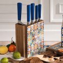 Ceppo Medicea Acacia Vetro Con 5 Coltelli Inox  Brandani