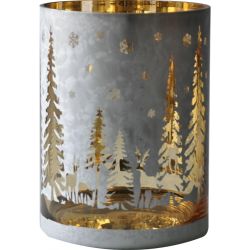 STORMLIGHT "DEERS/TREES" 18/H.24CM FROSTY-GOLD