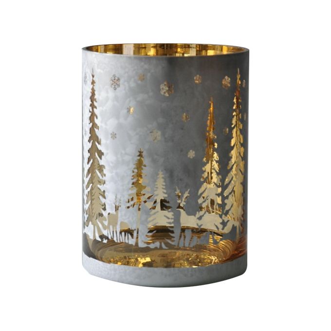 STORMLIGHT "DEERS/TREES" 18/H.24CM FROSTY-GOLD