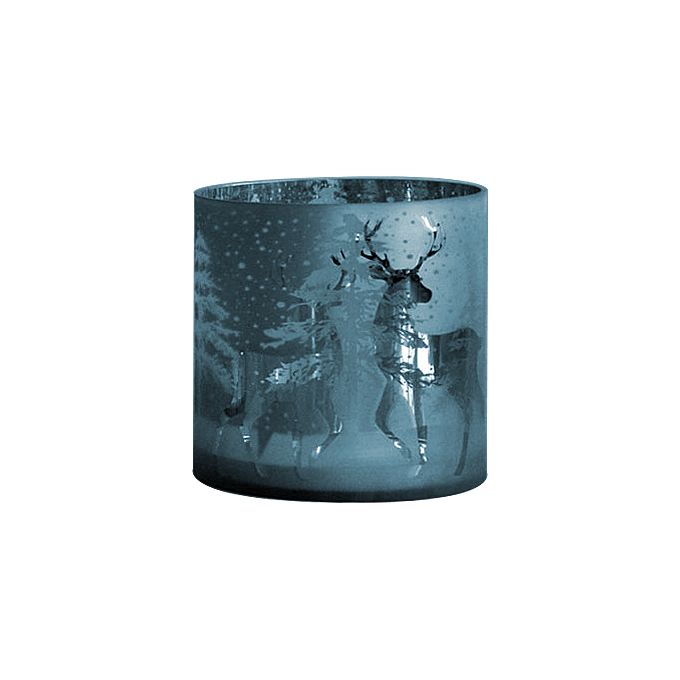 TEALIGHT "DEERS" 15/H.15CM PETROL