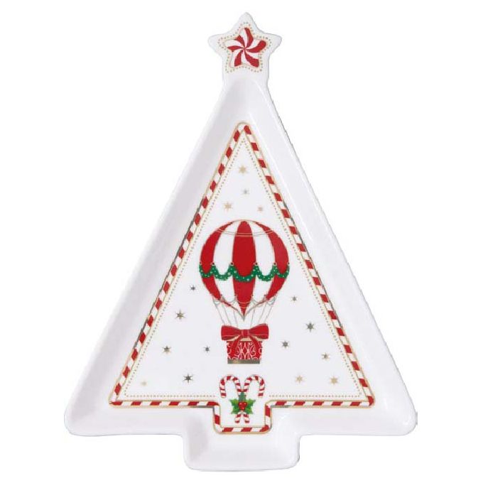 Piatto a forma abete 21x16 cm in porcellanain color box CHRISTMAS WONDERLAND