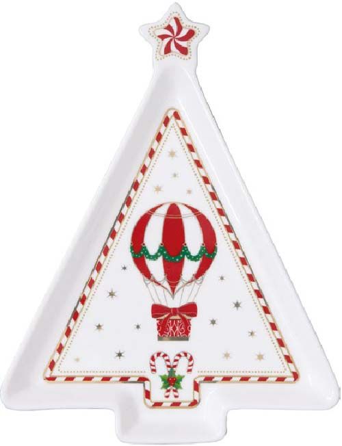 Piatto a forma abete 21x16 cm in porcellanain color box CHRISTMAS WONDERLAND