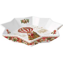 Vassoio tondo 25 cm in porcellana in color box CHRISTMAS MEMORIES