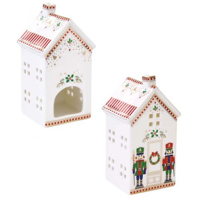 Casetta Portacandele In Porcellana6,5X6,5X14,5 Cm In Color Box Nutcracker