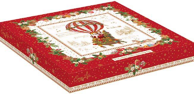 Piatto Torta Con Paletta  32 Cm In Porcellana Christmas Memories