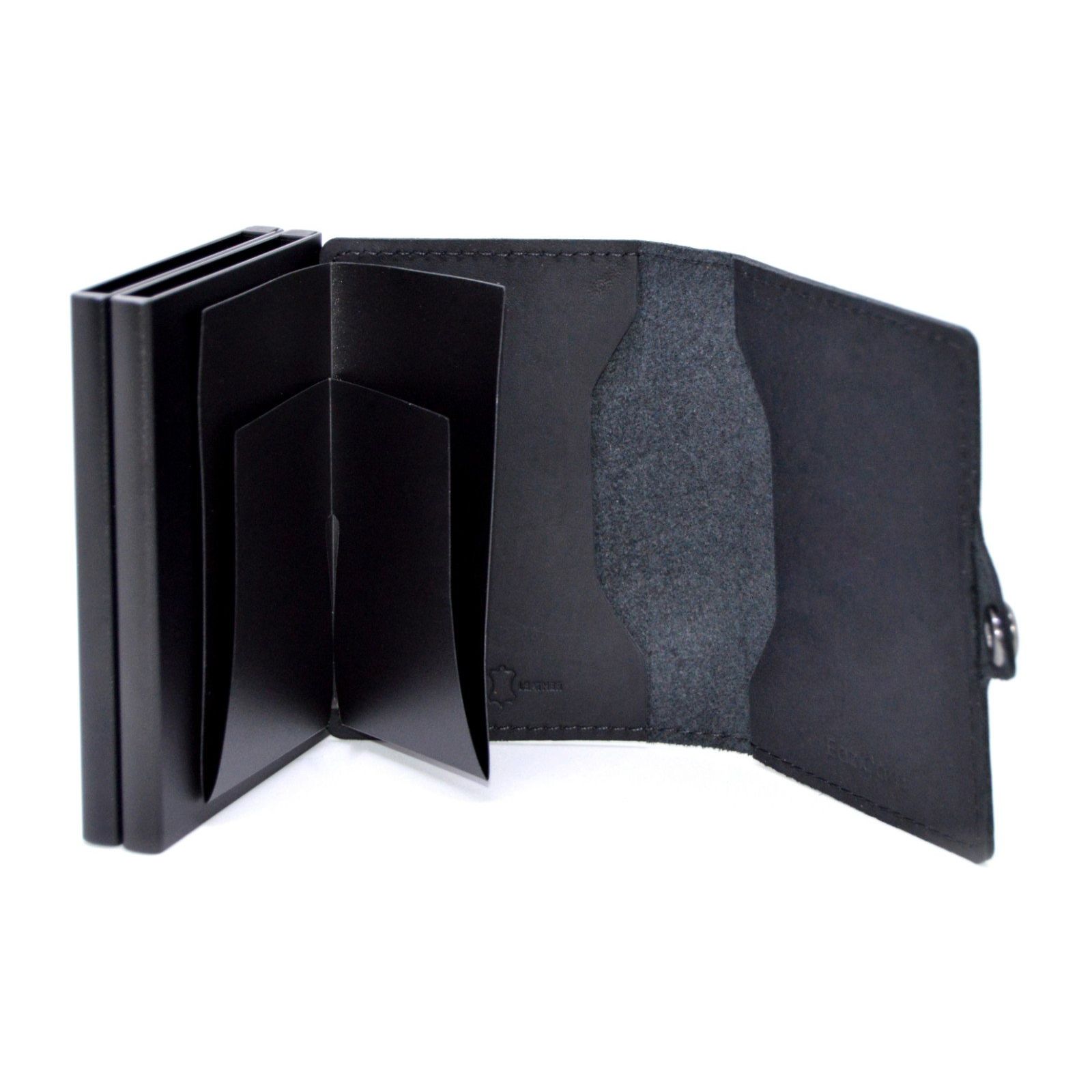 Porta Carte Eazicard Pelle Double Black/Black