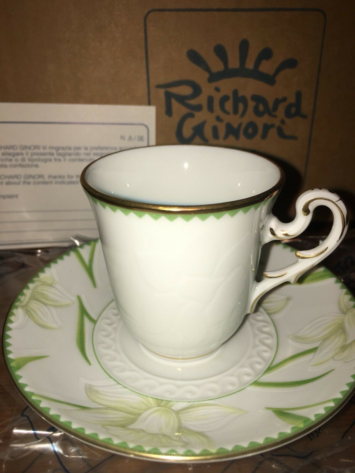 Set 6 tazze caffè con piattino narciso Richard Ginori 1735