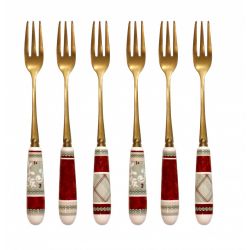 Forchettina Connubio Old Gold Set 6 Pz Inox C/Manic Ceramic Brandani