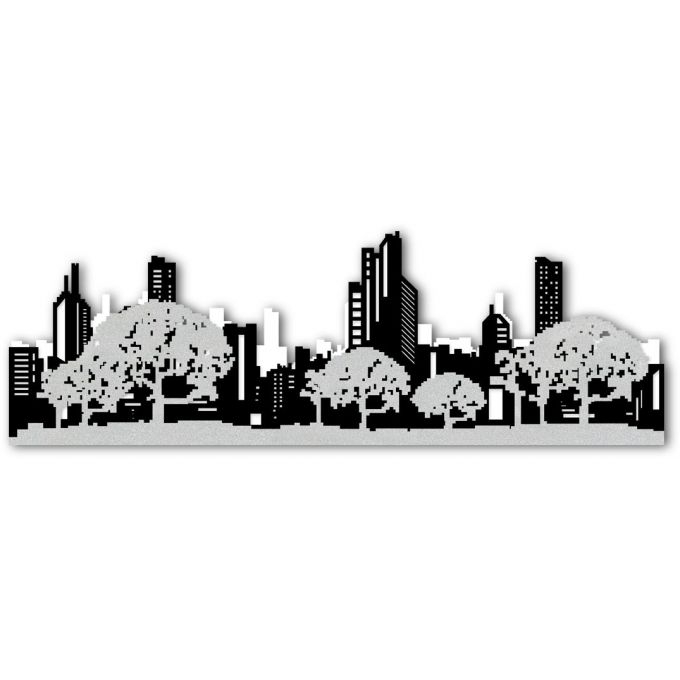 quadro skyline design minimal bianco nero argento