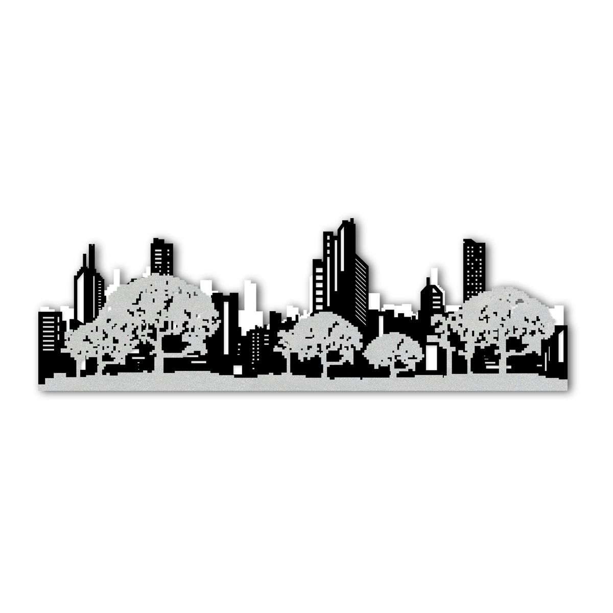 quadro skyline design minimal bianco nero argento