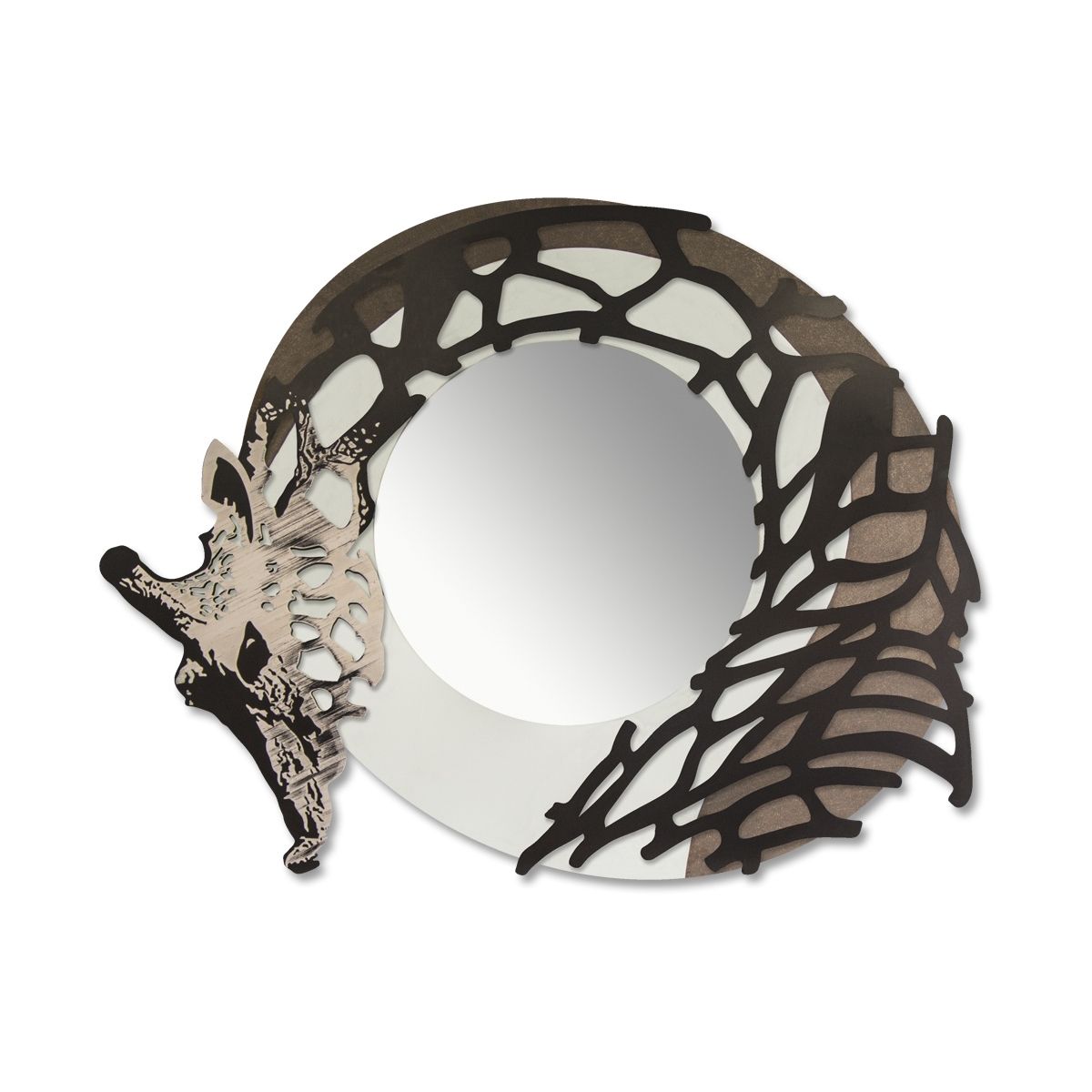 specchiera design animalier panna marrone decoro tortora
