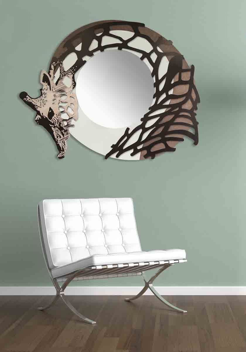 specchiera design animalier panna marrone decoro tortora