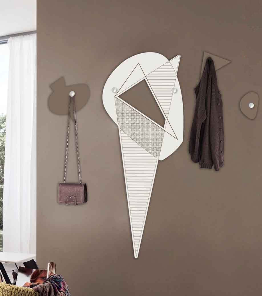 appendiabiti da parete design scandinavo panna grigio marrone