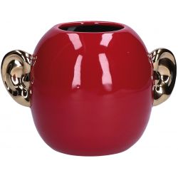 PENSAMI Vaso Orecchie Rosso E Oro In Stoneware Rituali Domestici