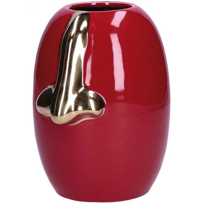 PENSAMI Vaso Naso Rosso E Oro In Stoneware Rituali Domestici