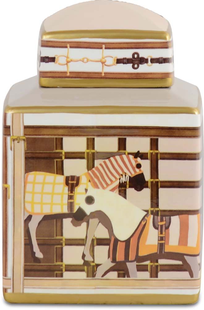 Vaso Potiche 15X15X22Cm - Horses