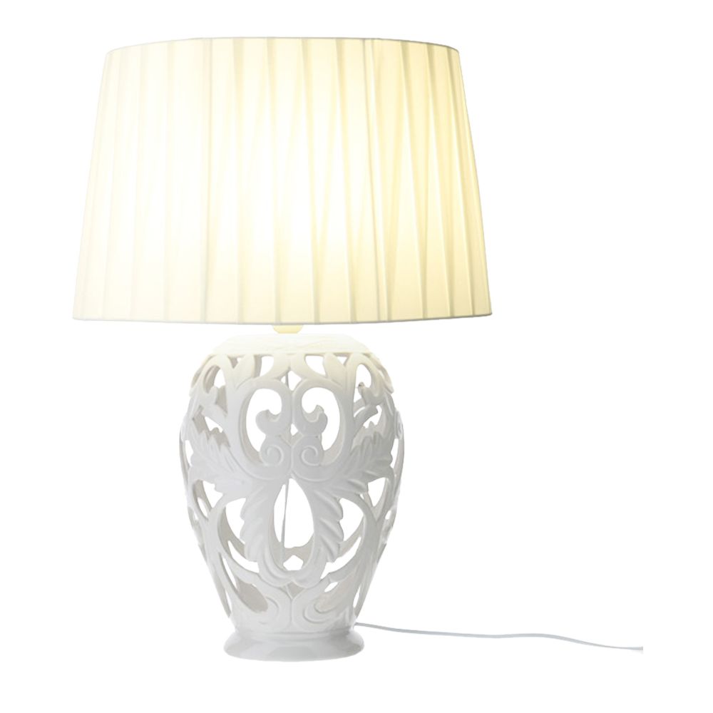 Lampada Barocca Ovale Porcellana Traforata 65 cm Hervit