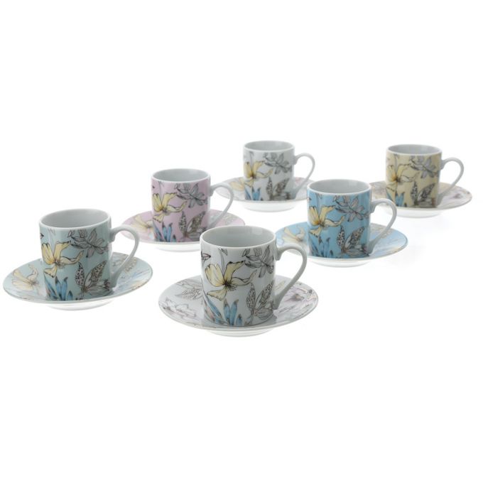 Box 6 Tazzine Caffe' Porcellana 9X5Cm Hervit