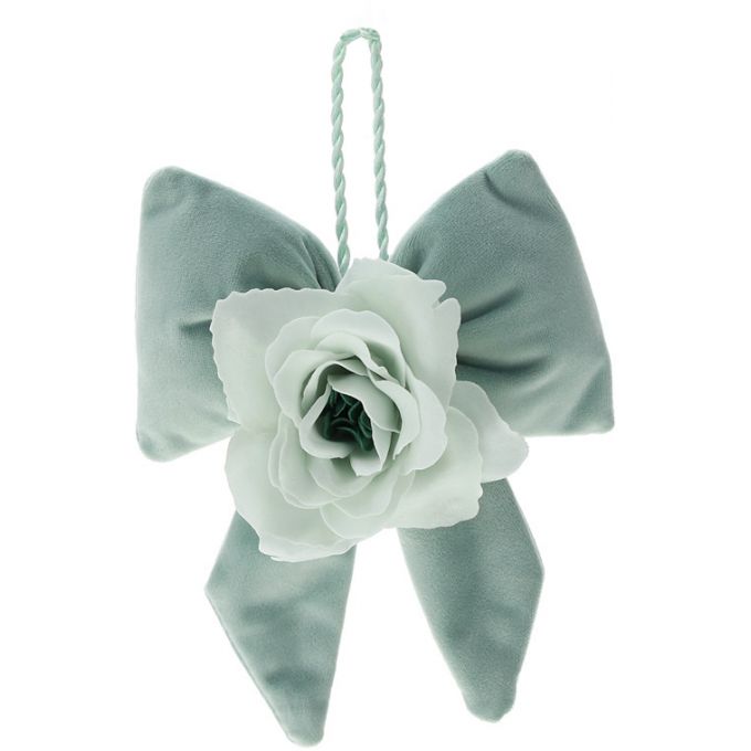 Fiocco Velluto Verde 14X18cm con Fiore Hervit