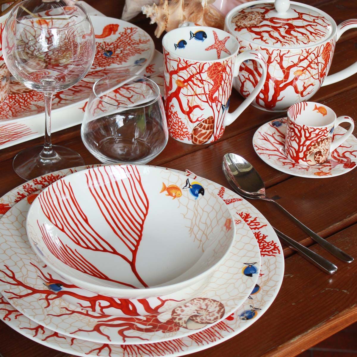 Set piatti in porcellana 12 pezzi Mare Taitu