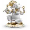 Statua decoro oro Ganesha Con Bansuri Lladrò