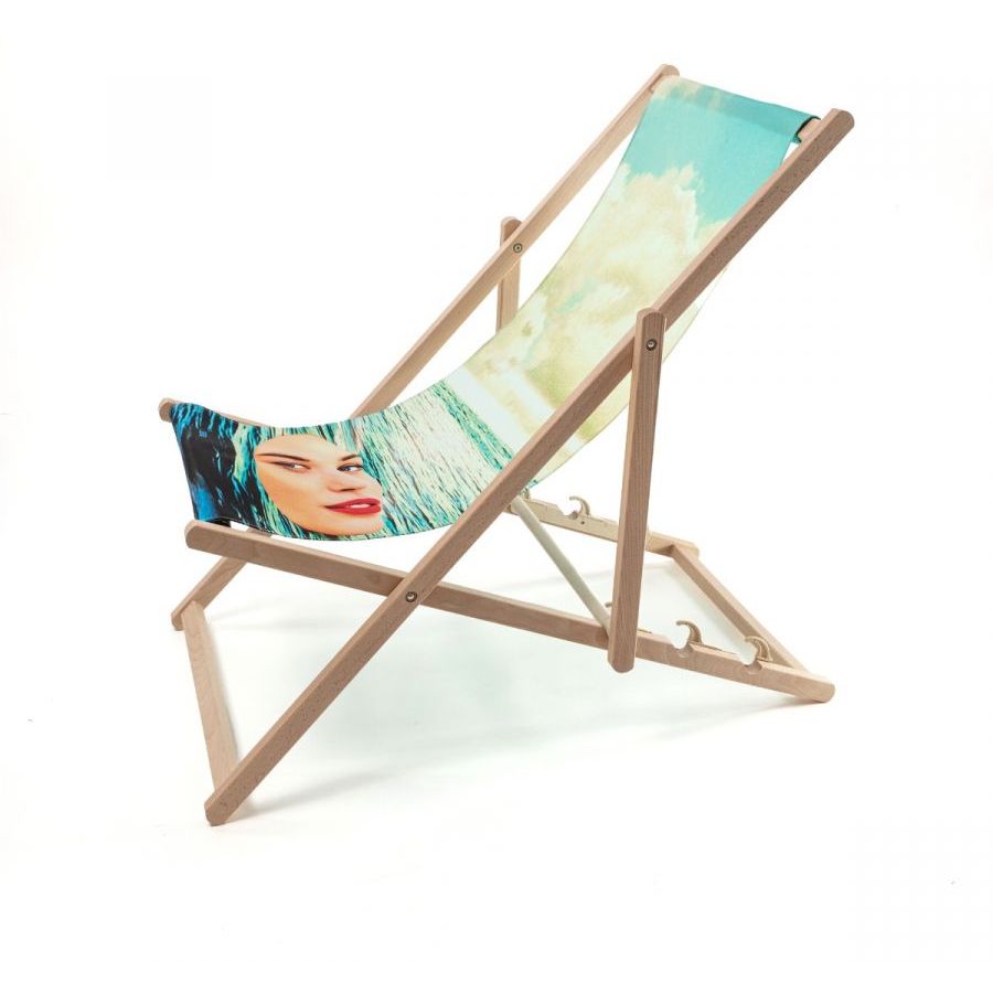 Sdraio Pieghevole In Legno-Poliestere  Toiletpaper - Girl In The Sea Seletti