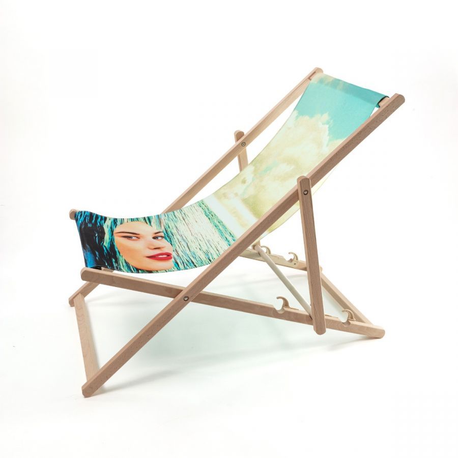 Sdraio Pieghevole In Legno-Poliestere  Toiletpaper - Girl In The Sea Seletti