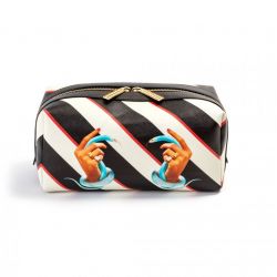 Washbag In Pu "Toiletpaper" Cm.25,5X12,5X12-Stripes Hand With Snakes Seletti