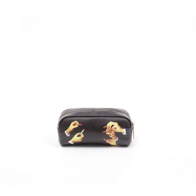 Astuccio In Pu Stampato "Toiletpaper" Cm. 20,5X7 H.9 - Lipsticks Black Seletti