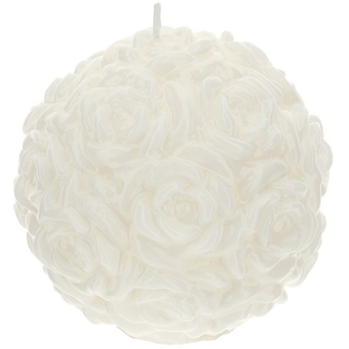 Candela Sfera Rose Bianca 11 cm Hervit