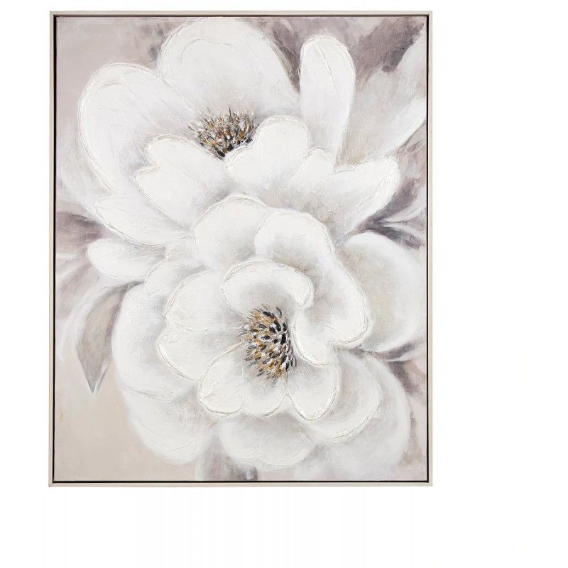 Quadro fiori bianchi con cornice 100x80cm L'Oca Nera