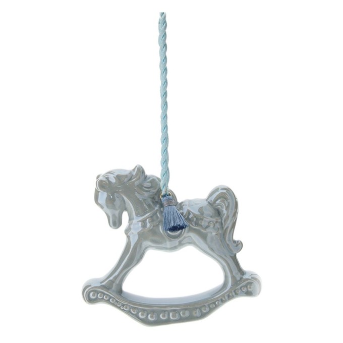Cavallo A Dondolo Porcellana Blu 9cm Hervit