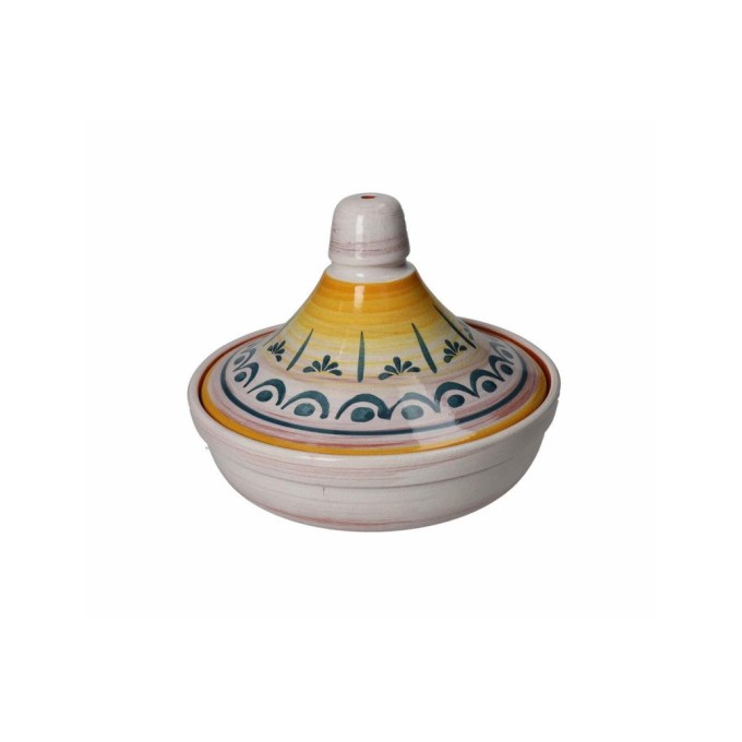 Tajine Bianco Con Coperchio Decorato Terracotta Da Fuoco Brandani